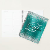 Faux Shiny Silver Glitter Aqua Blauwgroen Folie Mo Planner (Display)