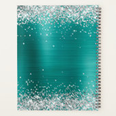 Faux Shiny Silver Glitter Aqua Blauwgroen Folie Mo Planner (Achterkant)
