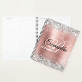 Faux Shiny Silver Glitter Blush Roos Folie Monogra Planner (Display)