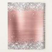 Faux Shiny Silver Glitter Blush Roos Folie Monogra Planner (Achterkant)