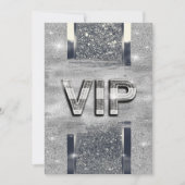 Faux Shiny Silver Metallic VIP Party Invitation Kaart (Voorkant)