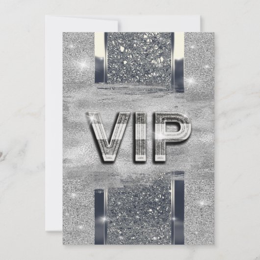 Faux Shiny Silver Metallic VIP Party Invitation Kaart (Voorkant)