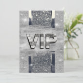 Faux Shiny Silver Metallic VIP Party Invitation Kaart (Staand voorkant)