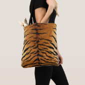Faux Siberian Tiger Skin Over Print Canvas tas (Dichtbij)
