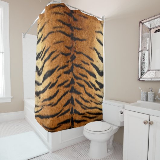 Faux Siberian Tiger Skin Shower Curtain Douchegordijn (In situ)