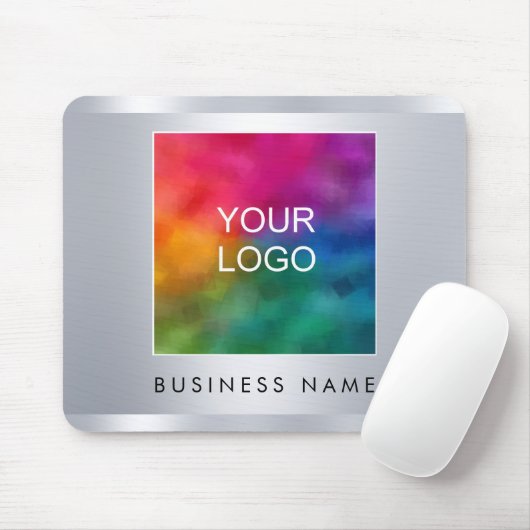 Faux Silver Add Upload Uw zakelijke Logo Muismat (Met muis)
