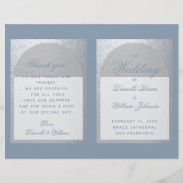 Faux Silver Arch Dusty Blue Folded Wedding Program