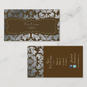 Faux Silver Baroque damask/DIY chocolade Visitekaartje (Voorkant / Achterkant)
