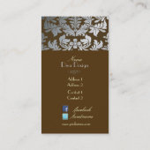 Faux Silver Baroque damask/DIY chocolade Visitekaartje (Achterkant)