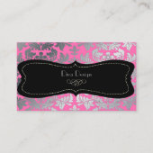 Faux Silver Baroque damask/DIY color roze Visitekaartje (Voorkant)