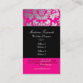Faux Silver Baroque Damask/DIY kleuren roze + zwar Visitekaartje (Achterkant)