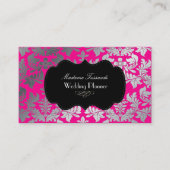 Faux Silver Baroque Damask/DIY kleuren roze + zwar Visitekaartje (Voorkant)
