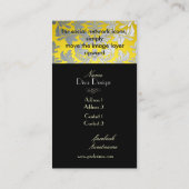 Faux Silver Baroque damask yellow/black Visitekaartje (Achterkant)