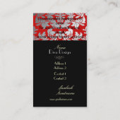 Faux Silver Baroque demask Red/black Visitekaartje (Achterkant)