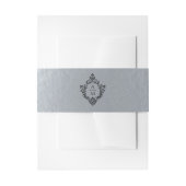 Faux Silver Black Crest  Elegant Monogram Uitnodigingen Wikkel (Voorkant Voorbeeld)