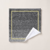 Faux Silver Black Gold Uniek 3 kleurenmonogram Bad Handdoek (Wasdoekje)