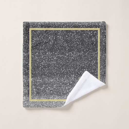 Faux Silver Black Gold Uniek 3 kleurenmonogram Bad Handdoek (Wasdoekje)