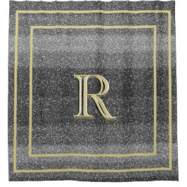 Faux Silver Black Gold Unieke drie kleurenmonogram Douchegordijn