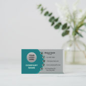 Faux Silver-Blauwgroen Glossy Metallic met 3D-pict Visitekaartje (Staand voorkant)