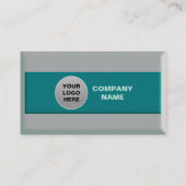 Faux Silver-Blauwgroen Glossy Metallic met 3D-pict Visitekaartje (Achterkant)