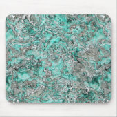 Faux Silver Blauwgroen Turquoise Minerals Agate Pa Muismat (Voorkant)