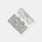 Faux Silver Bow Sequins Diamant Elke Verjaardag Servet (Hoek)