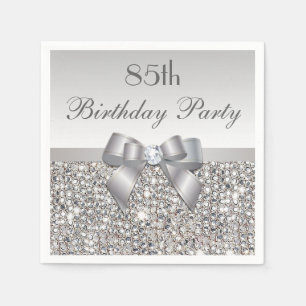 Faux Silver Bow Sequins Diamond any age Birthday Servet
