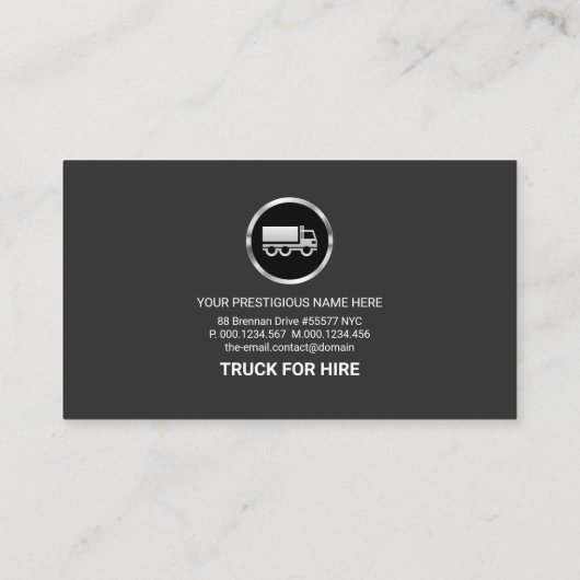 Faux Silver Box Border Truck Logistics Driver Visitekaartje (Achterkant)