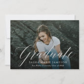 Faux Silver Calligrafie Afstuderen Landschapsfoto Kaart (Voorkant)