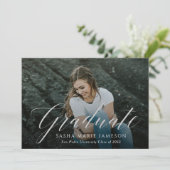 Faux Silver Calligrafie Afstuderen Landschapsfoto Kaart (Staand voorkant)