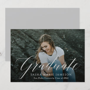 Faux Silver Calligrafie Afstuderen Landschapsfoto Kaart