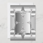 Faux Silver Chrome Metal: Birthday Party Kaart (Achterkant)