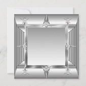 Faux Silver Chrome Metal: Birthday Party sq Kaart (Achterkant)