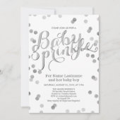 Faux Silver Confetti Modern Baby Sprinkle Invite Kaart (Voorkant)