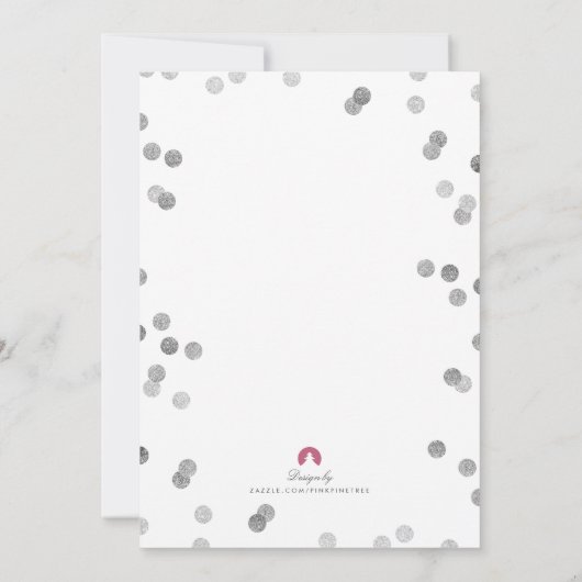 Faux Silver Confetti Modern Baby Sprinkle Invite Kaart (Achterkant)