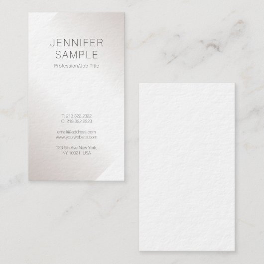 Faux Silver Creative Minimalist Plain Trendy Luxe Visitekaartje (Voorkant / Achterkant)