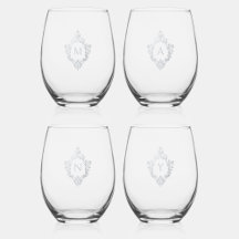  Faux Silver Crests Grijs Monogram Initialen