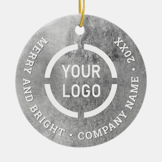 Faux Silver Custom Business ornamenten met logo (Voorkant)