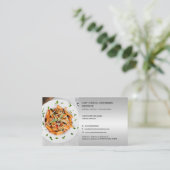 Faux Silver Custom Formele Voedsel Zakelijke Cater Visitekaartje (Staand voorkant)