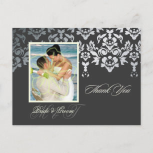 Faux Silver Damask Lace Bedankt Foto / DIY kleur Briefkaart