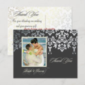 Faux Silver Damask Lace Bedankt Foto / DIY kleur Briefkaart (Voorkant / Achterkant)