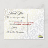 Faux Silver Damask Lace Bedankt Foto / DIY kleur Briefkaart (Achterkant)