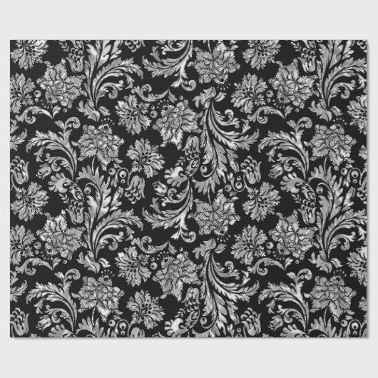 Faux Silver DamasPatroon Cadeaupapier (Vlak)