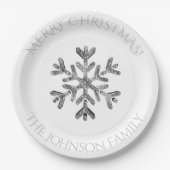 Faux Silver Diamonds Snowflake - kerstfeest Papieren Bordje (Voorkant)
