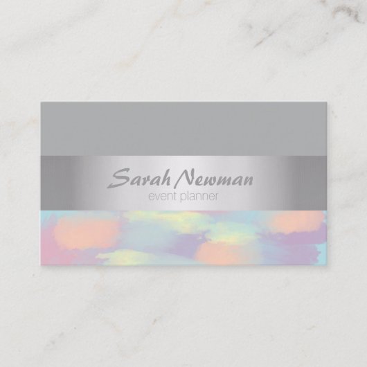 Faux Silver Eegant modern kleurrijk snoep Visitekaartje (Voorkant)