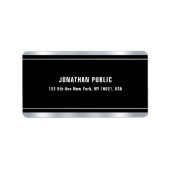 Faux Silver Elegant Black Sjabloon Modern adres Etiket (Voorkant)