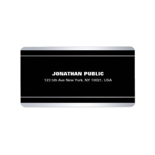 Faux Silver Elegant Modern Black Sjabloon Glamour Etiket