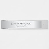 Faux Silver Elegant Modern Glamour Sjabloon Deurbordje (Voorkant)