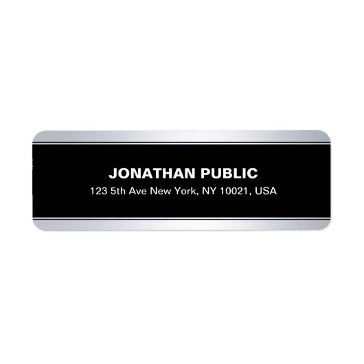 Faux Silver Elegant Modern Stylish Black Sjabloon Etiket (Voorkant)