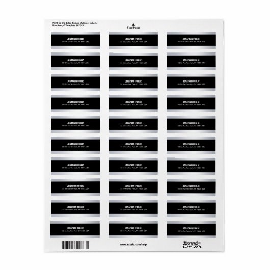 Faux Silver Elegant Moderne Creative Black Sjabloo Etiket (Full Sheet)